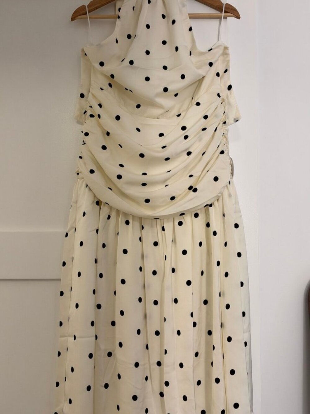 More To Come Cream Black Polka Dot Dress Size L NWT Revolve